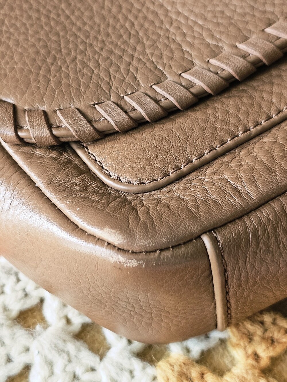 Tory Burch Marion Tan Whipstitch Leather Crossbody Bag Shoulder Bag Purse - Picture 13 of 14